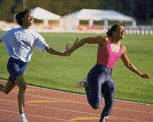 Running - Go pass the baton! What a teamwork!