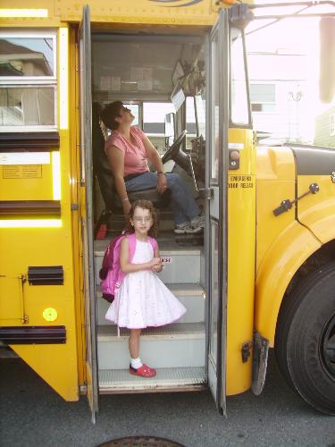 school bus - my daughter getting on the bus for the first day of school