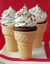ummm vanilla w/ sprinkels - 3 vanilla ice cream cones with extras on top
