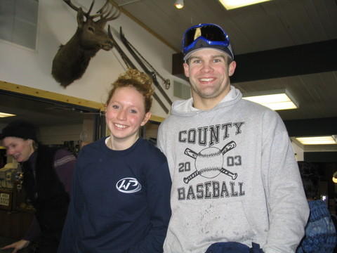 up in the mountians - me and the lady friend up in the mountians skiing for the day
