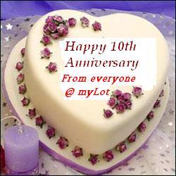 Anniversary Cake - Congratulations from all of us at myLot to you and Aaron on your 10th Wedding Anniversary.