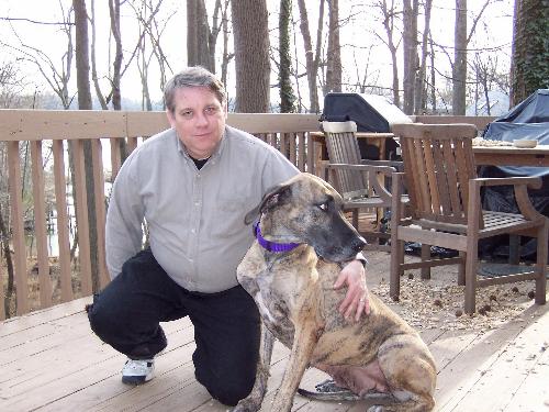 Michael and Ethel - My husband, Michael and our Great Dane, Ethel.