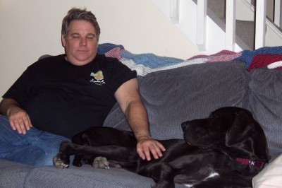 Michael and Napoleon - My husband, Michael, and our Great Dane, Napoleon.