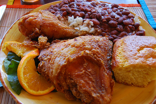 Southern Food - Southern Friend Chicken and red beans and rice