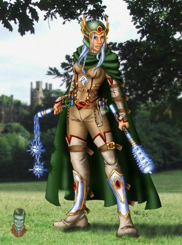 A Ranger Cleric - A coloration of a drawing my friend made for me.