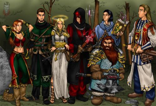 Fellowship of adventurers - Here's a coloration of a drawing my friend Dan made