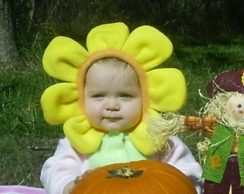 Jaden - Jaden is dressed like a sunflower for halloween 2006. She was 10 months old.