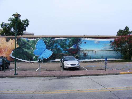 Entire Postcard Mural - Postcard Mural Painted on a business in Lafayette Louisiana