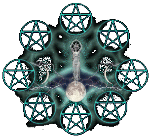 Ring of Pentacles - Ring of pentacles surrounding a witch