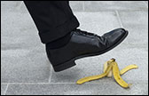 surely slip down - slipped down by stepped on banana's unused skin.