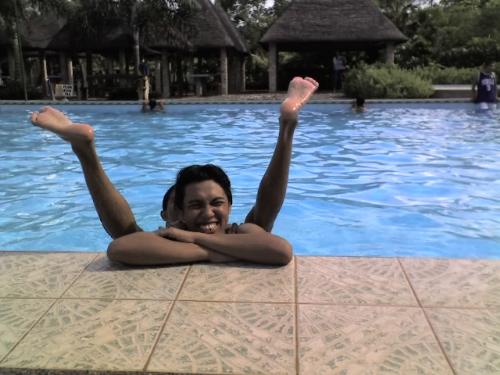 swimming in the pool - goofing around the pool. haha..