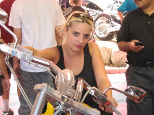 Biker Babe! - A close up of Mandy on the chopper at the Minnesota State Fair 9-2-2007