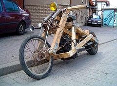 poor man chopper  - made of wood and coil spring