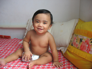 my son - he turned 10 months in this picture. he so cute and so adorable, huggable, acitve and intelligent. i love you son.