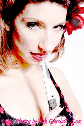 Taken by Rick Garcia, Hair by Miss Scarlett, Makeu - This is me licking my knife.