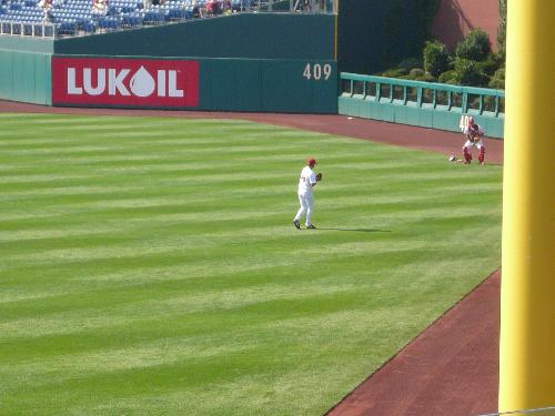 Philadelphia Phillies - The Phillies pitcher getting ready for todays game against the Marlins. The rookie pitcher Ennis was impressive today.