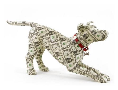 Money Art - A dog made out of $1 USD bills.