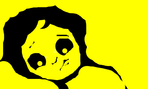 yellow girl - A digital drawing in yellow in black of a girl's face.