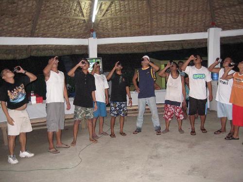 made-up games - the first to finish the beer wins