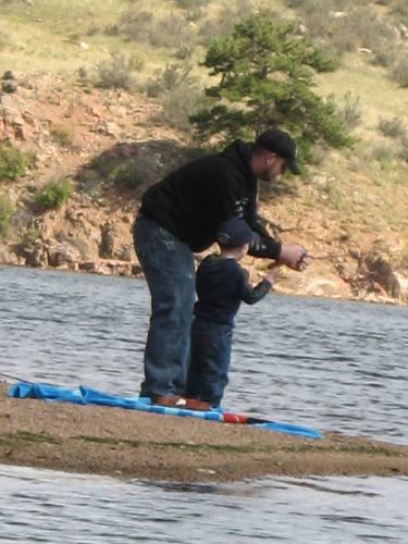Dad and Son Bonding - Fishing at Curt Gowdy State Park