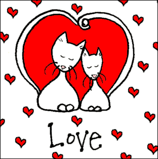 love - love , cats , card