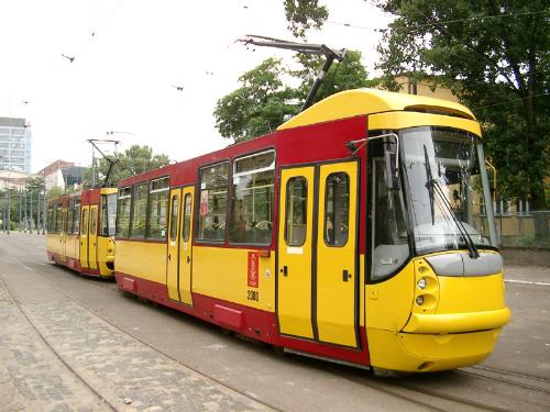 Warsaw train;) - It's one of the types of trams we use in Warsaw. This one is modern, we have also older ones and a turist line that uses very old trams that don't have doors xD And they are slow so if you're late you can just run and jump into them:P