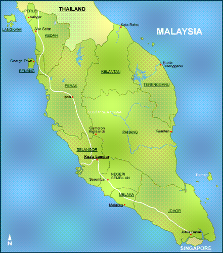 Malaysia - malaysia states maps - mainland