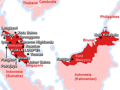 Malaysia - Malaysia map and the country's major