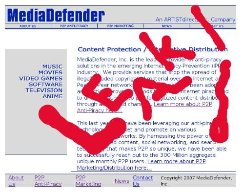 Media Defender Suffers Massive Security Breach - A shoddy anti-piracy company called 'Media Defender' had it's shady business emails leaked all over the Internet recently.