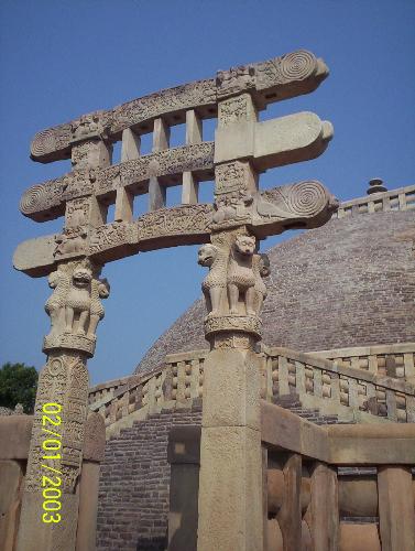 Pillars at Sanchi Buddha Stupa at MP (India) - Pillars of a World Heritage site , sanchi buddha stupa in India.
