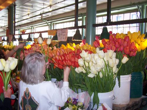 Tulips in Seattle - My parents went to a market in Seattle and couldn't get over how many flowers were there. They especially liked the tulips, which are pictured.