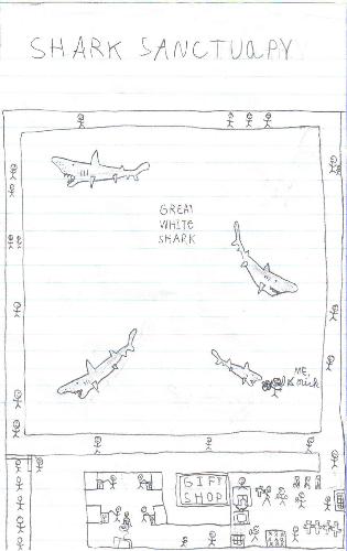 Shark Sanctuary - This was drawn by my son who is eleven and high functioning autistic.  He wants to build something like this someday.