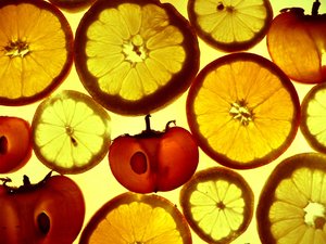 Fruit Slices - Fruit slices in lights table.