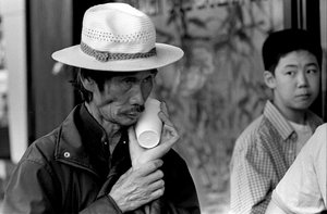 People - This guy was walking down the street in Chinatown pretending that his cup was a cellphone.  Hilarity followed, but it's one of those 'you had to have been there' stories.