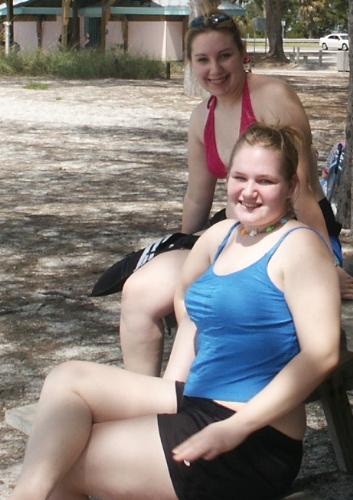 Beach - Me and my sister at St. Pete Beach, FL. for spring break. We were having a picnic and Ema wanted a picture.