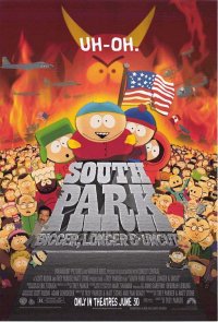 South Park - South Park: Bigger, Longer & Uncut is an Academy Award-nominated animated satirical comedy/musical film released in 1999 and based on the animated television series South Park. The film parodies animated Disney films such as Beauty and the Beast as well the Broadway musical Les Misérables. It features 12 songs by Trey Parker and Marc Shaiman. The song 'Blame Canada' was nominated for an Academy Award. The film was rated R by the Motion Picture Association of America for frequent coarse language, crude sexual humor and violence.