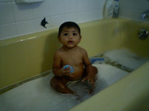 Lily - My 8 month old in the bathtub.