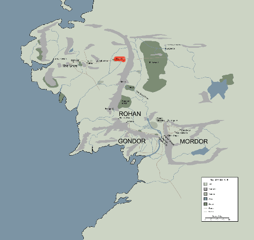 the map of middle earth - the map shows all the countries n locations
