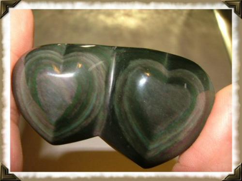 2 rainbow obsidian hearts - 2 rainbow obsidian hearts of my collection