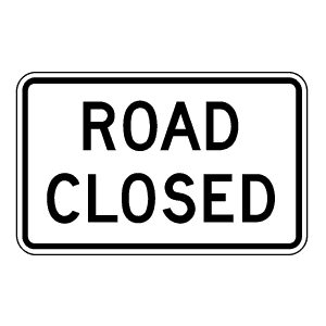 Road Closed - A"Road Closed" sign. A trucker&#039;s disregard for the message that this sign conveys caused the death of an area firefighter.

Image from http://firstsign.com/ without permission.