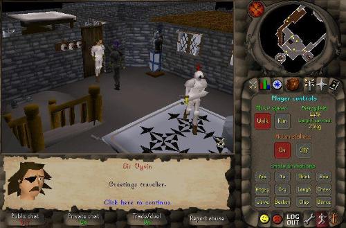 Sir Vyvin - A player talking to Sir Vyvin in the White Knights Castle,located in Falador.This is a part of the Knight's Sword quest.