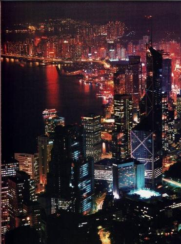 Hongkong at night - A view of Hongkong at night from a building