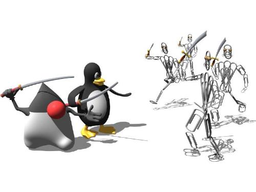 Java and Tux - Java and Tux fighting in a battle.