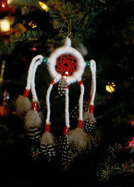 Hand Made DreamCatcher Tree Ornament - photo of a dreamcatcher ornament
