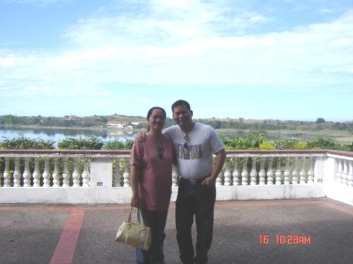my sweetie and me - overlooking the lake at the old marcos residence in paoay