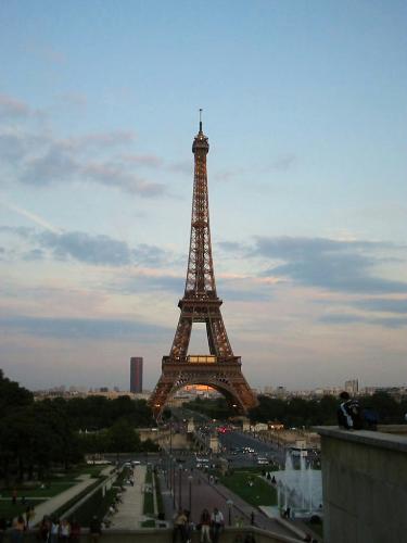 Afternoon Eiffel  - The Eiffel tower's lights have just been turned on.