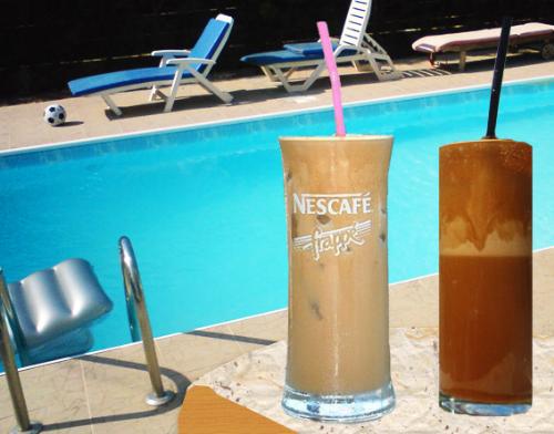 Frappe Iced Coffee Drink - Made in Cyprus this is a black frappe and a frapper with milk! Try it Frappe Iced Coffee Drink - Made in Cyprus this is a black frappe and a frapper with milk! Try it