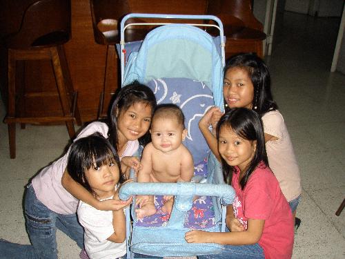 4 of my 5 daughters and their baby cousin - my little princesses at uncle's home