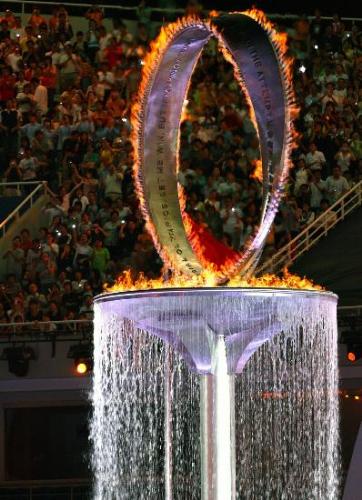 torch - The torch lit up during the opening ceremony for special olympics held in Shanghai,October 2,2007.