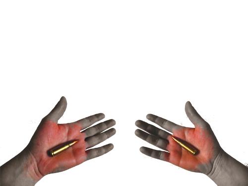 Bloody hands - with 2bullets on the bloody hands